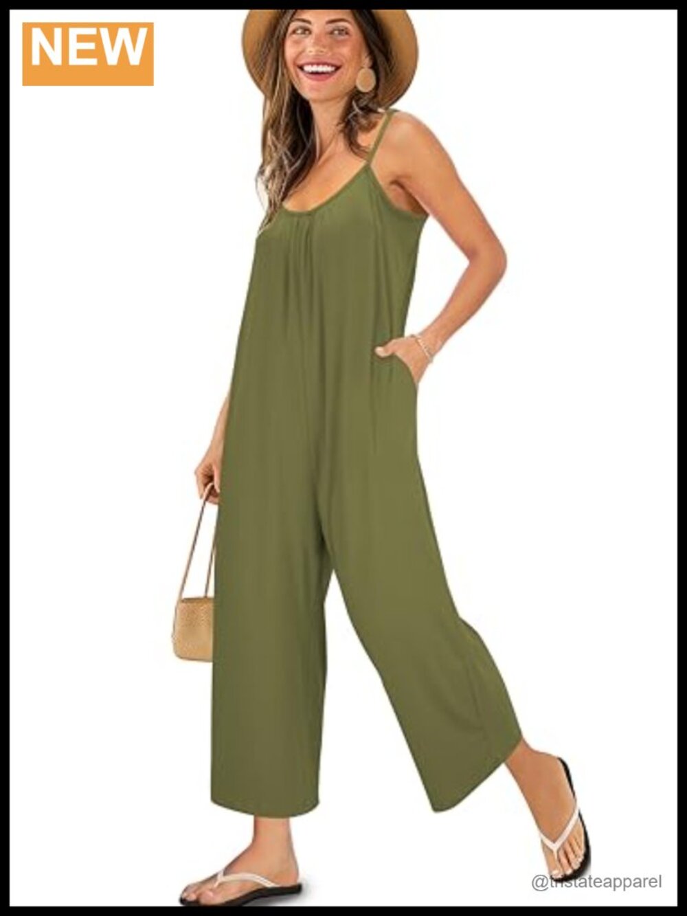 Women's Jumpsuit Summer Spaghetti Strap Sleeveless Pant One Piece with Pockets